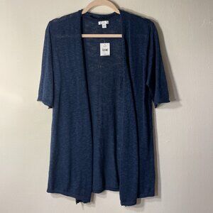 🔥 J. Jill | Navy Blue Love Linen Short-Sleeve Open Everyday Cardigan Small